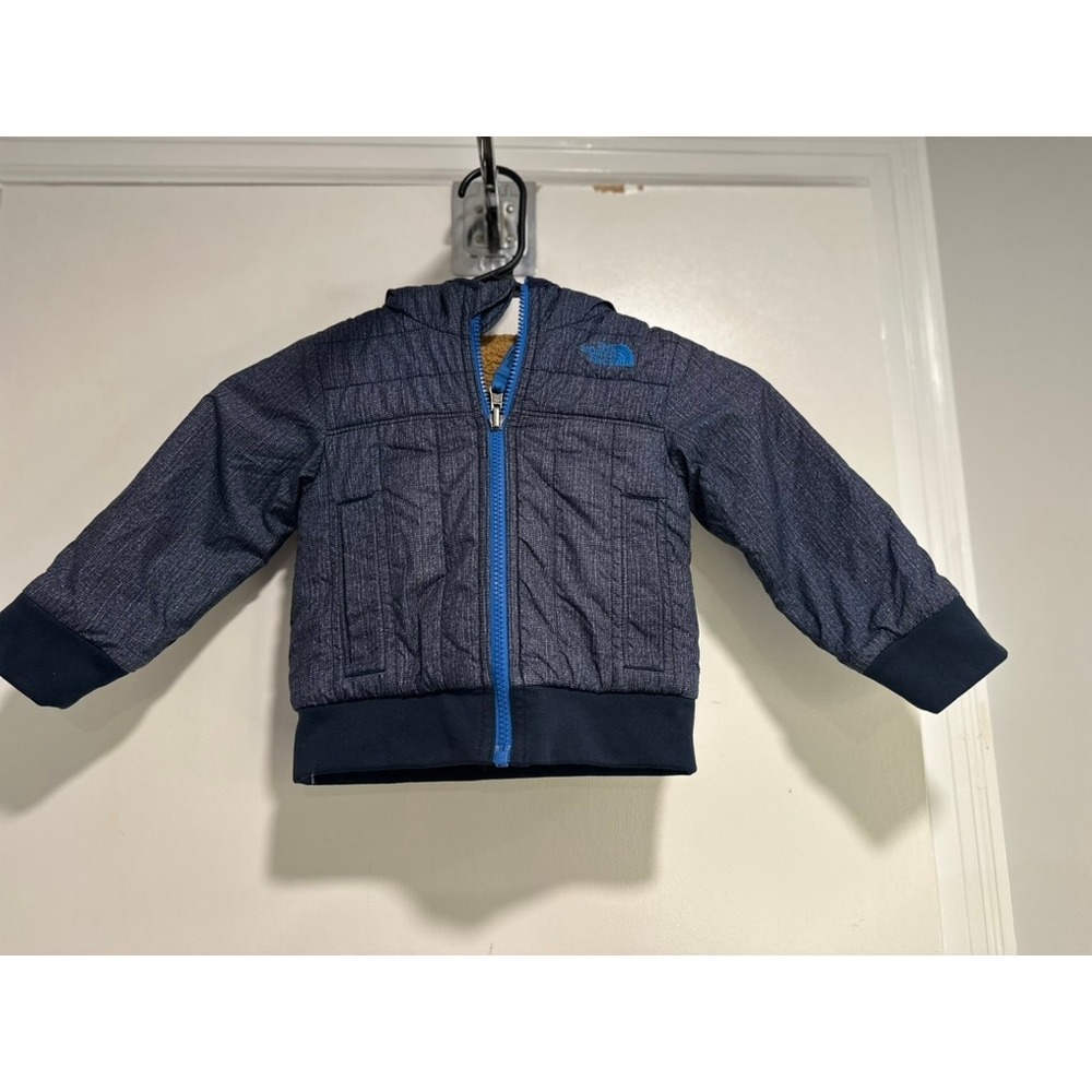 The North Face Gorpcore Sherpa Lined Quilted Jacket Sz:2T Blue Hooded Polyester